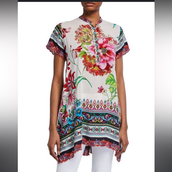 Johnny Was Victoriana Floral Printed Georgette  Tunic Small Excellent Condition - Picture 5 of 7